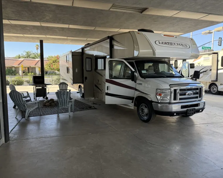 2018 Coachmen Leprechaun 310BH Class C motorhome with its door and slide open, ready for pickup